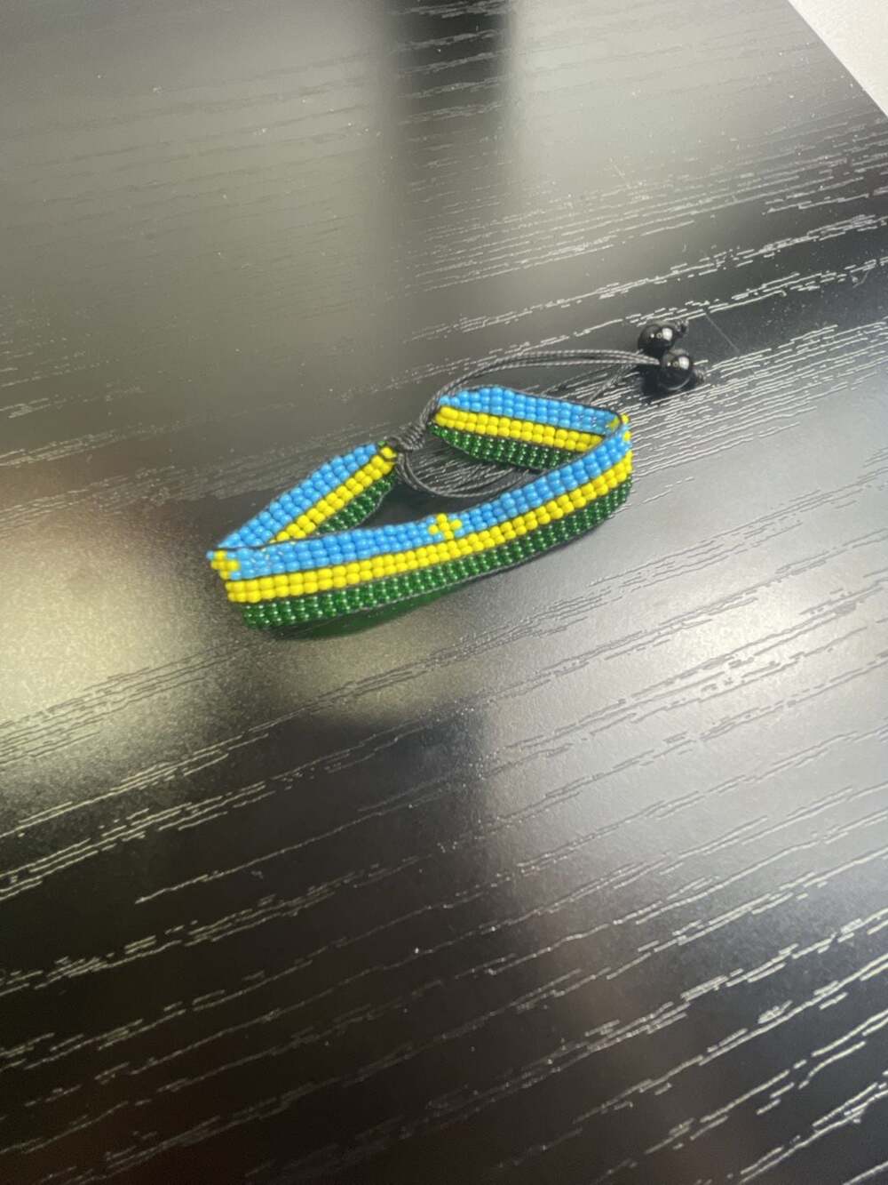 Handmade Rwanda Flag Beaded Adjustable Rope Bracelet